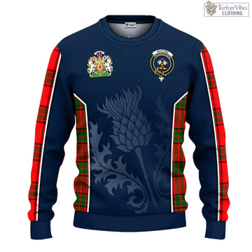 Maxtone Tartan Knitted Sweatshirt with Family Crest and Scottish Thistle Vibes Sport Style