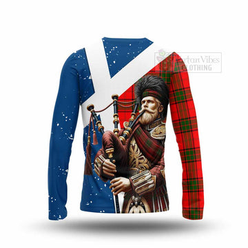 Maxtone Tartan Long Sleeve T-Shirt with Family Crest Scottish Bagpiper Vibes - Tartan Vibes Clothing