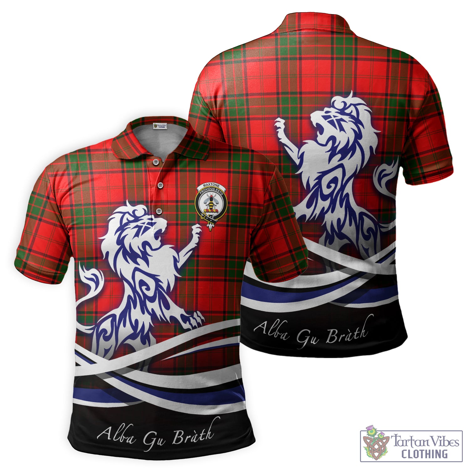 Maxtone Tartan Polo Shirt with Alba Gu Brath Regal Lion Emblem - Tartan Vibes Clothing