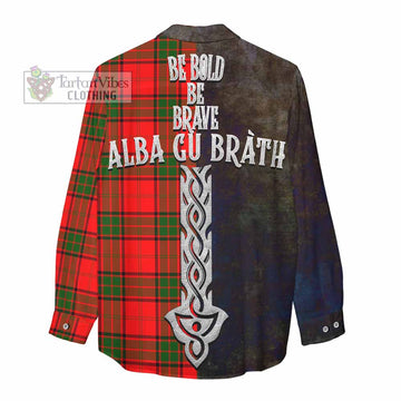 Maxtone Tartan Family Crest Women's Casual Shirt Alba Gu Brath Be Brave Lion Ancient Style - Tartan Vibes Clothing