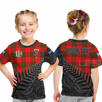 Tartan Vibes Clothing Maxtone Crest Tartan Kid T-Shirt with New Zealand Silver Fern Half Style