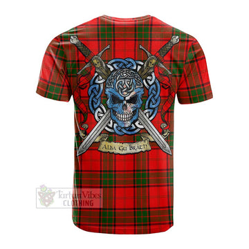 Maxtone Tartan Cotton T-shirt with Family Crest Celtic Skull Style Men's Shirt - Tartan Vibes Clothing