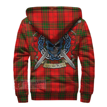 Maxtone Tartan Sherpa Hoodie with Family Crest Celtic Skull Style - Tartan Vibes Clothing