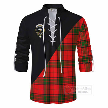 Maxtone Tartan Ghillie Kilt Shirt with Family Crest and Military Logo Style - Tartan Vibes Clothing