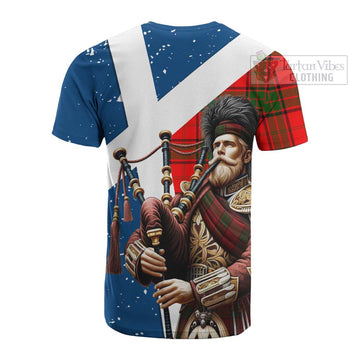 Maxtone Tartan Cotton T-shirt with Family Crest Scottish Bagpiper Vibes - Tartan Vibes Clothing