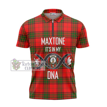 Maxtone Tartan Zipper Polo Shirt with Family Crest DNA In Me Style - Tartan Vibes Clothing