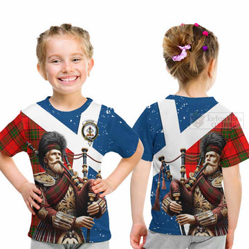 Maxtone Tartan Kid T-Shirt with Family Crest Scottish Bagpiper Vibes - Tartan Vibes Clothing