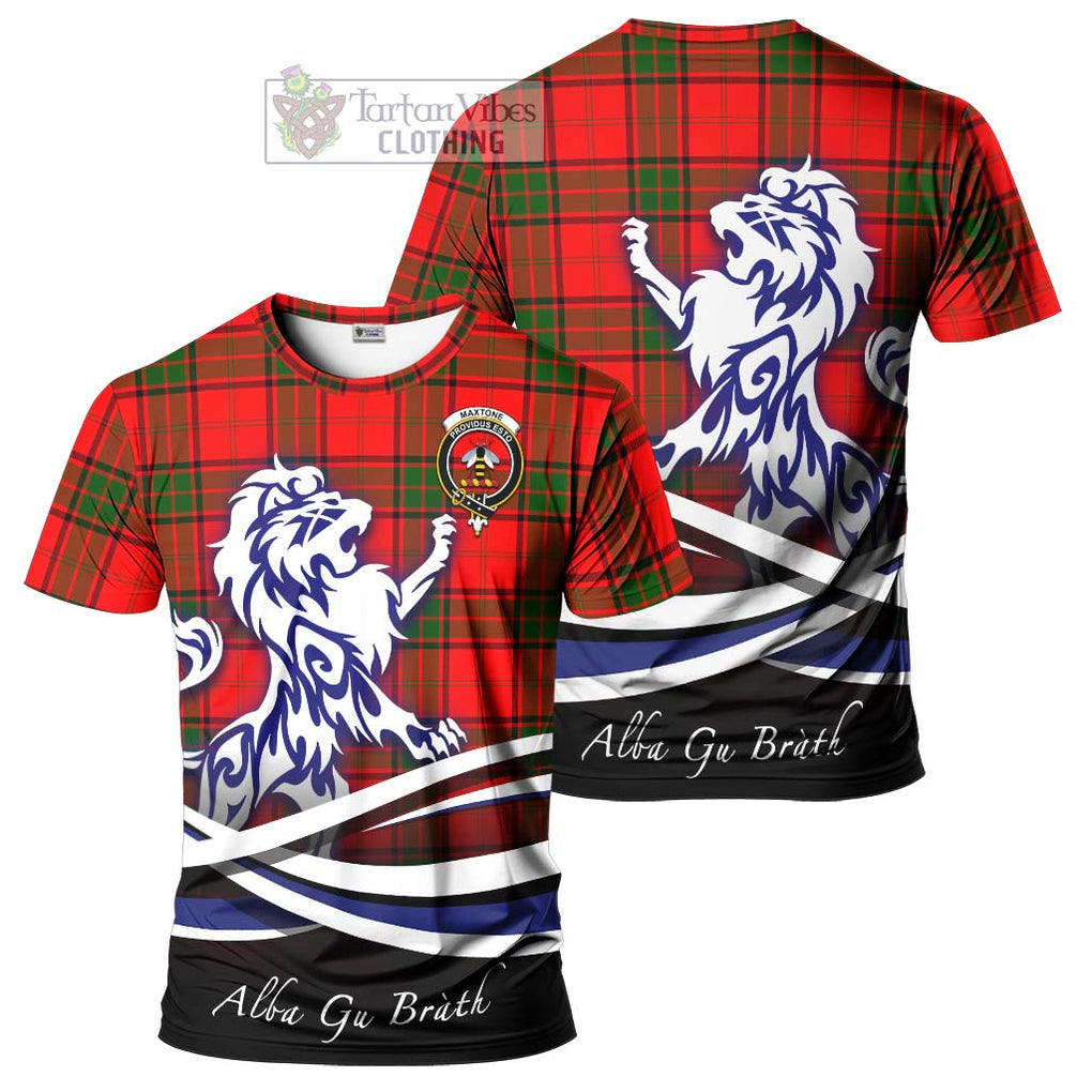 Maxtone Tartan Cotton T-shirt with Alba Gu Brath Regal Lion Emblem Women's Shirt - Tartan Vibes Clothing