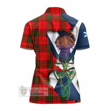Tartan Vibes Clothing Maxtone Tartan Family Crest Women's Polo Shirt Scottish Thistle Celtic Inspired