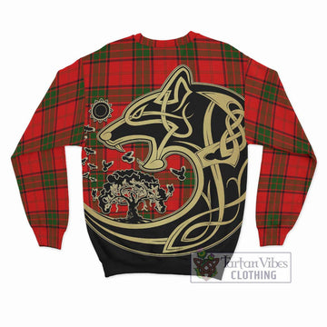 Maxtone Tartan Sweatshirt with Family Crest Celtic Wolf Style - Tartan Vibes Clothing
