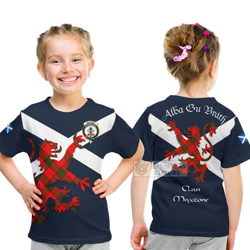 Maxtone Tartan Lion Rampant Kid T-Shirt Proudly Display Your Heritage with Alba Gu Brath and Clan Name - Tartan Vibes Clothing