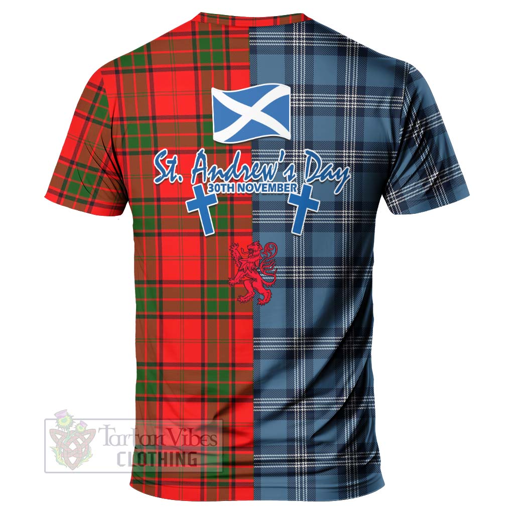 Maxtone Tartan T-Shirt Happy St. Andrew's Day Half Tartan Style - Tartan Vibes Clothing