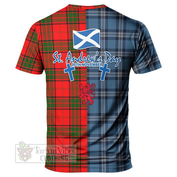 Maxtone Tartan T-Shirt Happy St. Andrew's Day Half Tartan Style - Tartan Vibes Clothing