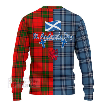 Maxtone Tartan Knitted Sweater Happy St. Andrew's Day Half Tartan Style - Tartan Vibes Clothing