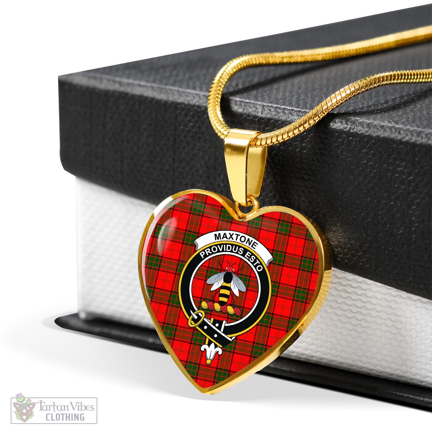 Maxtone Tartan Heart Necklace with Family Crest - Tartan Vibes Clothing