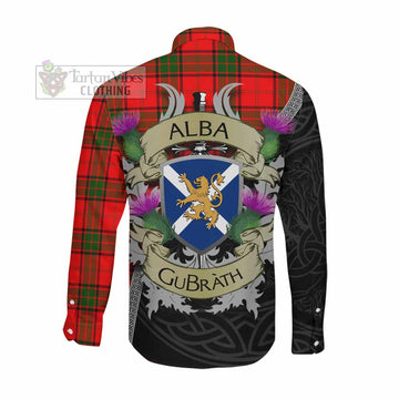 Maxtone Tartan Family Crest Long Sleeve Button Shirt Lion Rampant Royal Thistle Shield Celtic Inspired Men's Shirt - Tartan Vibes Clothing