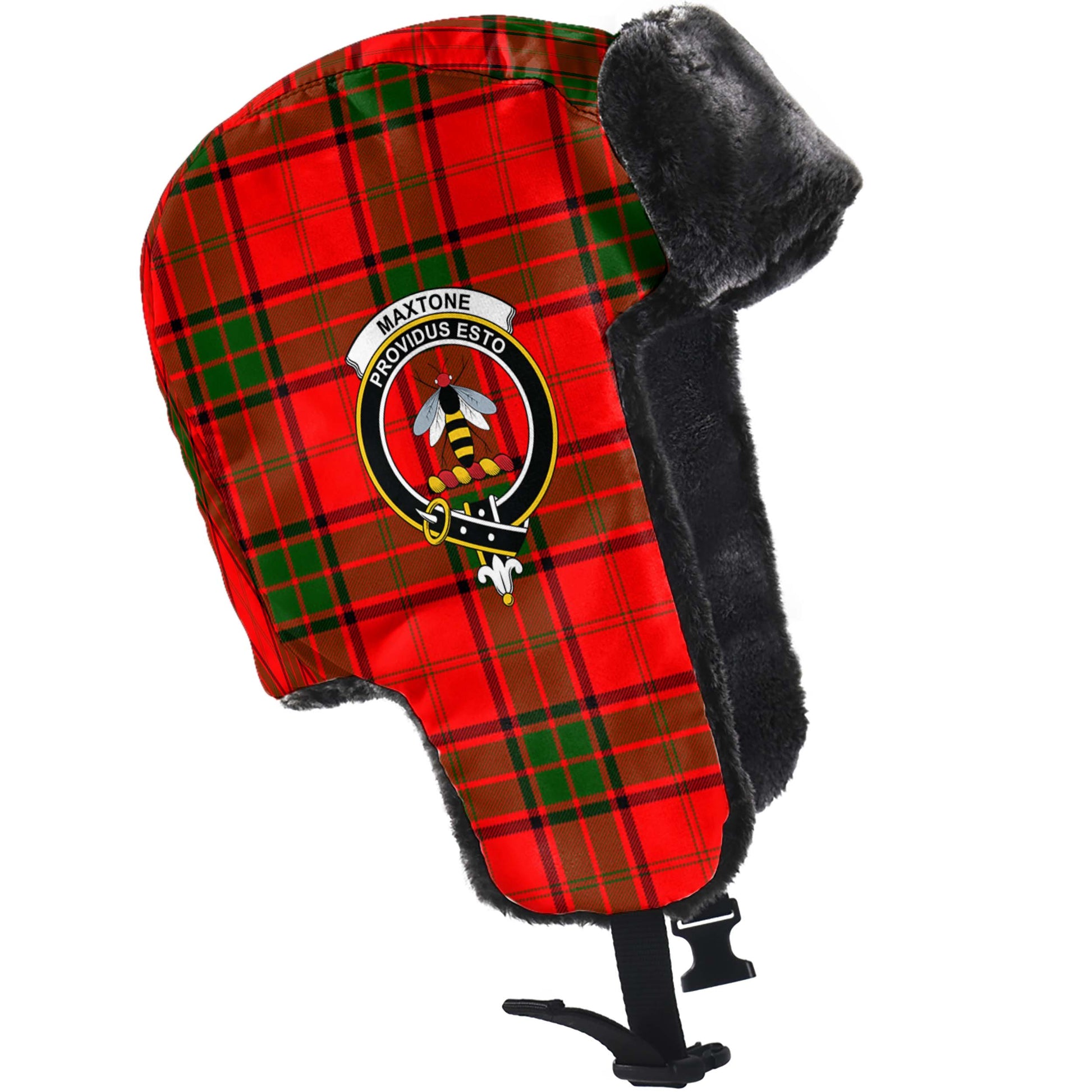 Maxtone Tartan Winter Trapper Hat with Family Crest - Tartan Vibes Clothing