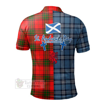 Maxtone Tartan Polo Shirt Happy St. Andrew's Day Half Tartan Style - Tartan Vibes Clothing