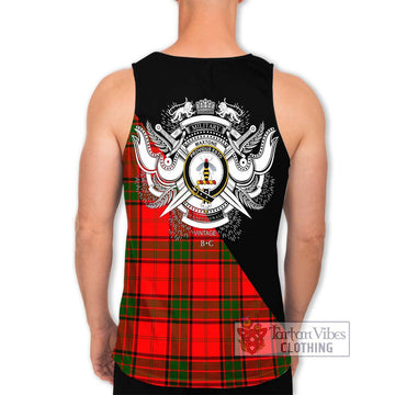 Maxtone Tartan Men's Tank Top with Family Crest and Military Logo Style - Tartan Vibes Clothing