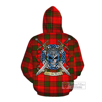 Maxtone Tartan Cotton Hoodie with Family Crest Celtic Skull Style Pullover Hoodie - Tartan Vibes Clothing
