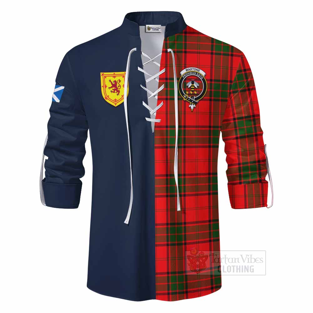 Maxtone Tartan Ghillie Kilt Shirt Alba with Scottish Lion Royal Arm Half Style - Tartan Vibes Clothing