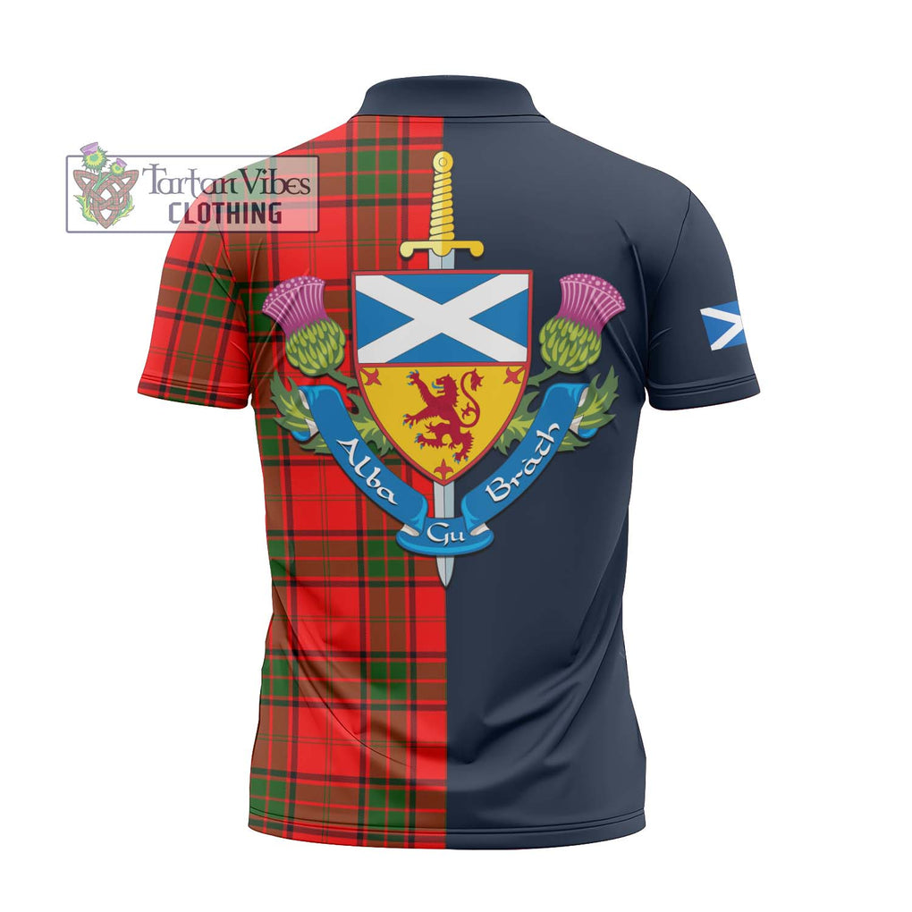 Maxtone Tartan Zipper Polo Shirt Alba with Scottish Lion Royal Arm Half Style - Tartan Vibes Clothing