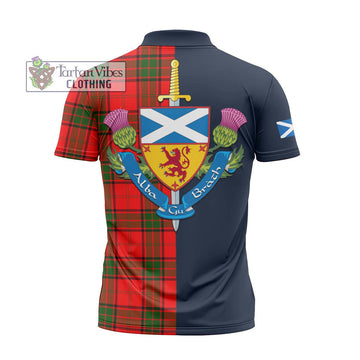 Maxtone Tartan Zipper Polo Shirt Alba with Scottish Lion Royal Arm Half Style - Tartan Vibes Clothing