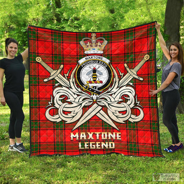 Maxtone Tartan Quilt with Clan Crest and the Golden Sword of Courageous Legacy