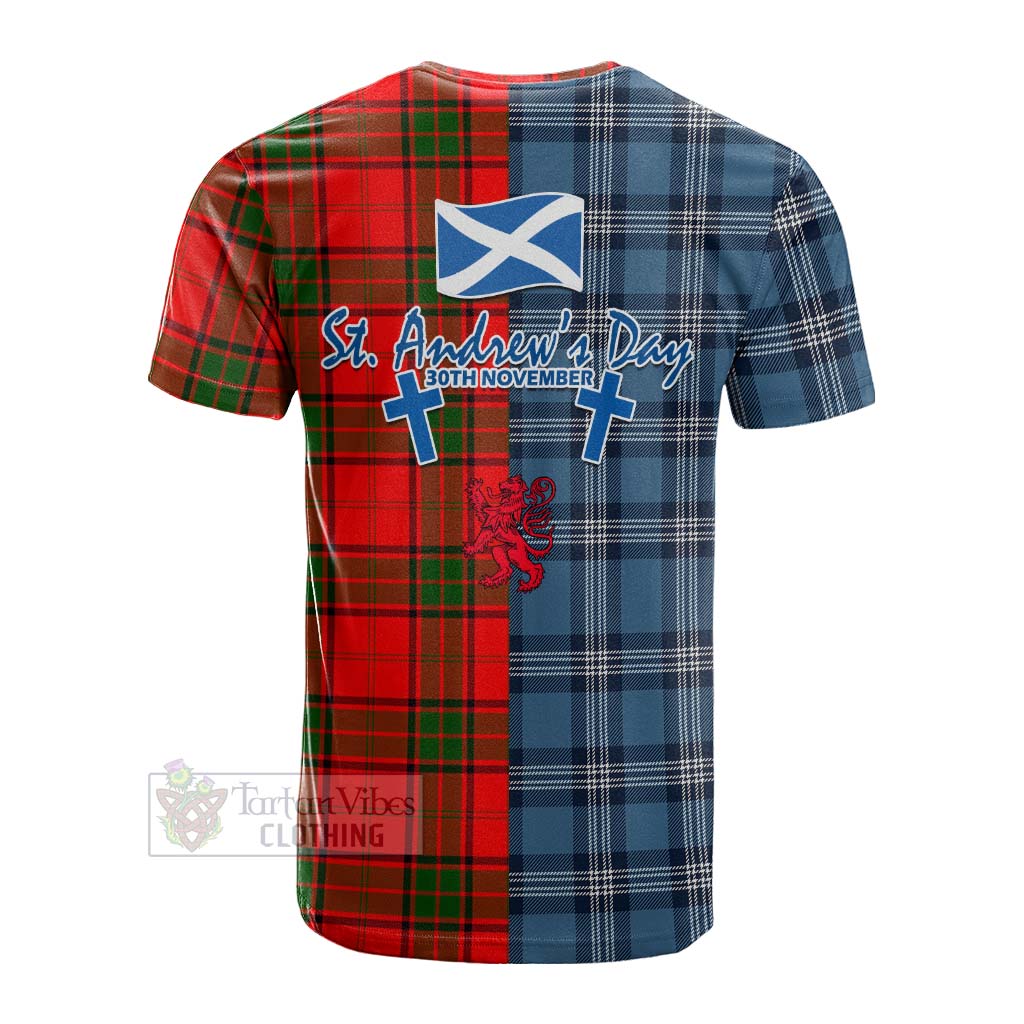 Maxtone Tartan Cotton T-shirt Happy St. Andrew's Day Half Tartan Style - Tartan Vibes Clothing