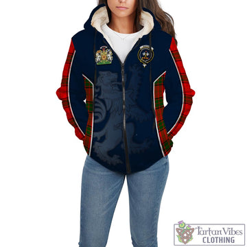 Maxtone Tartan Sherpa Hoodie with Family Crest and Lion Rampant Vibes Sport Style