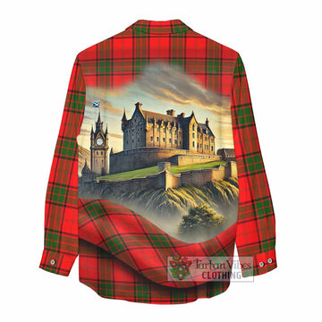 Maxtone Tartan Family Crest Women's Casual Shirt with Scottish Ancient Castle Style - Tartan Vibes Clothing