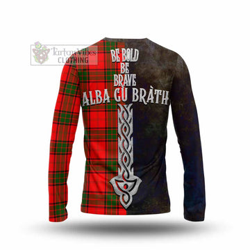 Maxtone Tartan Family Crest Long Sleeve T-Shirt Alba Gu Brath Be Brave Lion Ancient Style - Tartan Vibes Clothing