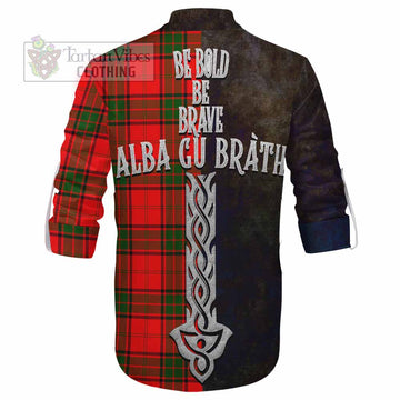 Maxtone Tartan Family Crest Ghillie Kilt Shirt Alba Gu Brath Be Brave Lion Ancient Style - Tartan Vibes Clothing