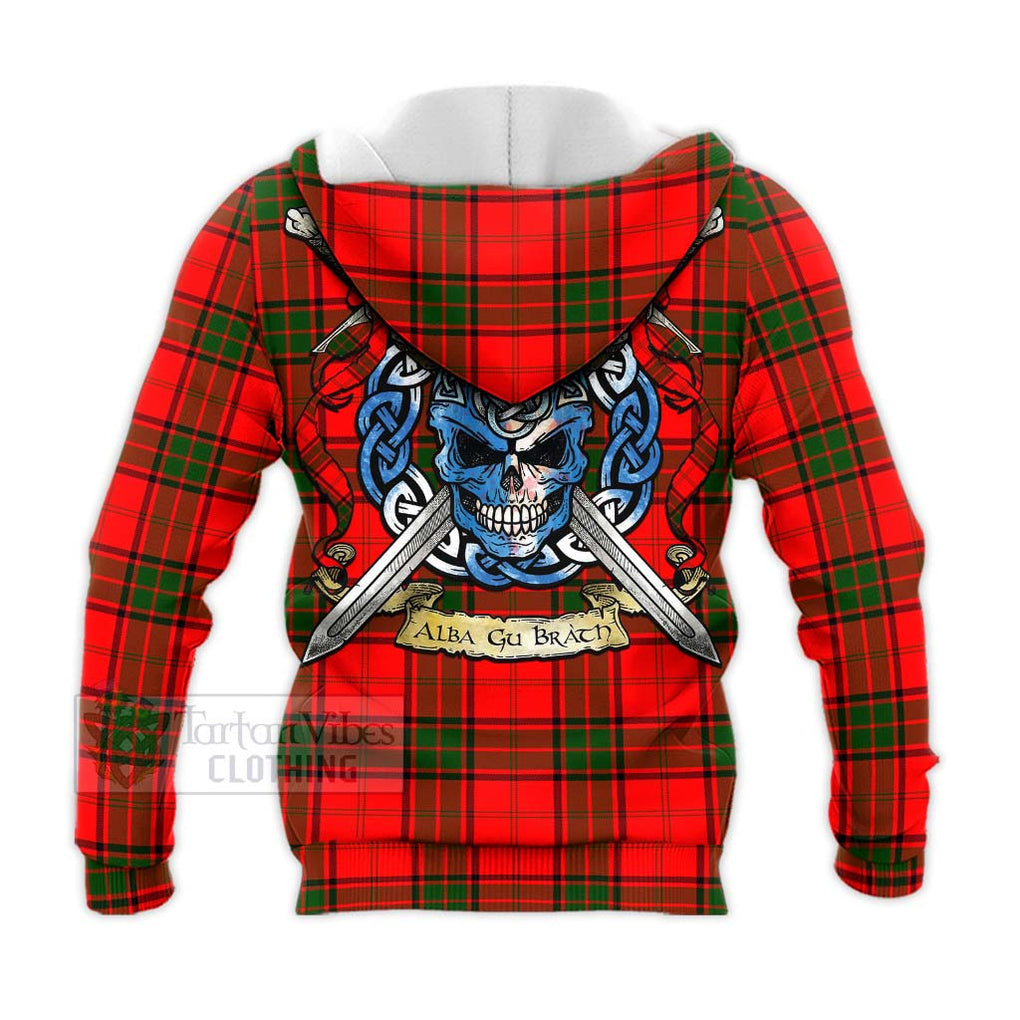 Maxtone Tartan Knitted Hoodie with Family Crest Celtic Skull Style - Tartan Vibes Clothing