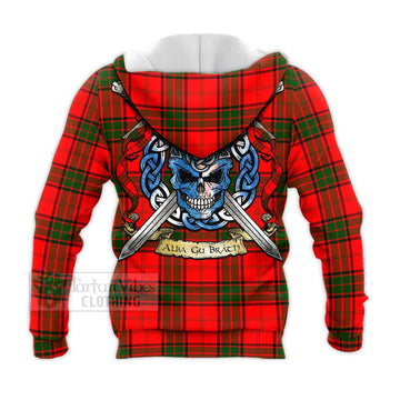 Maxtone Tartan Knitted Hoodie with Family Crest Celtic Skull Style - Tartan Vibes Clothing