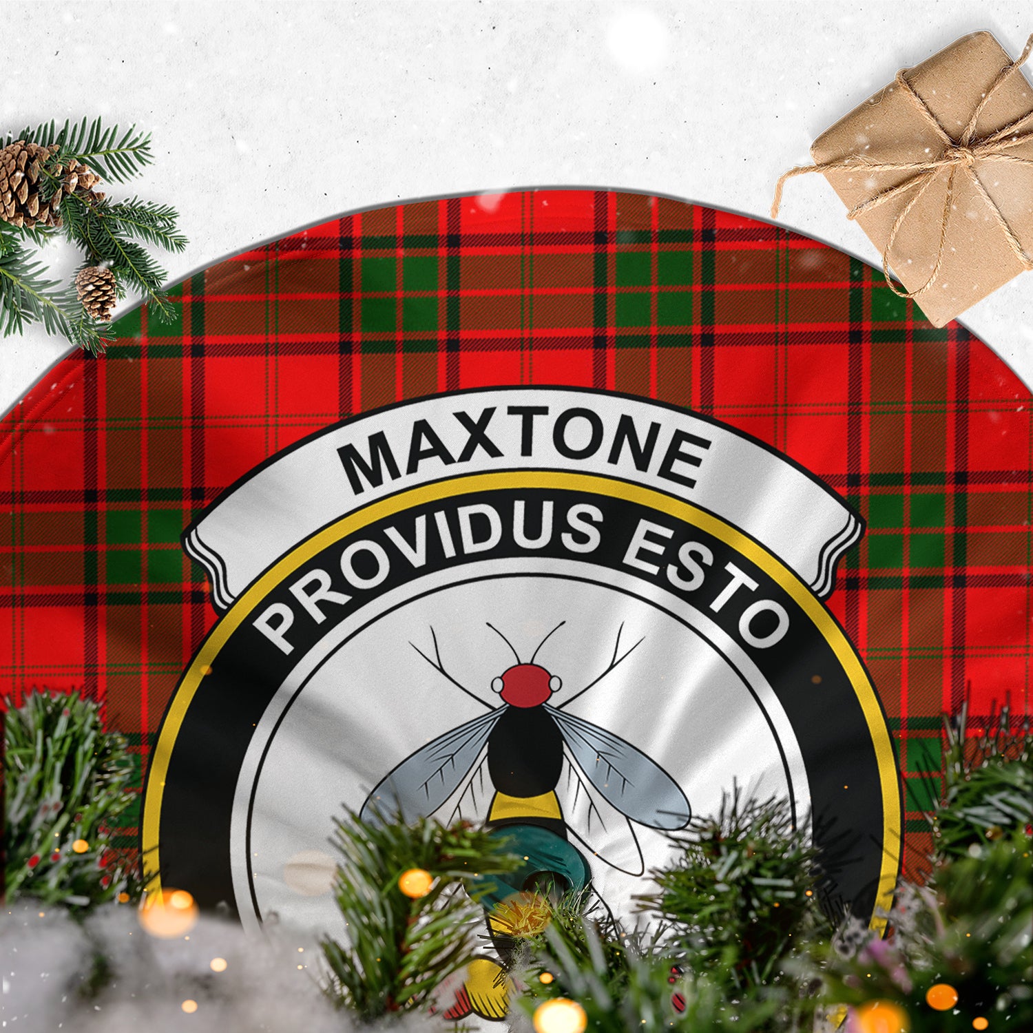 Maxtone Tartan Christmas Tree Skirt with Family Crest - Tartan Vibes Clothing