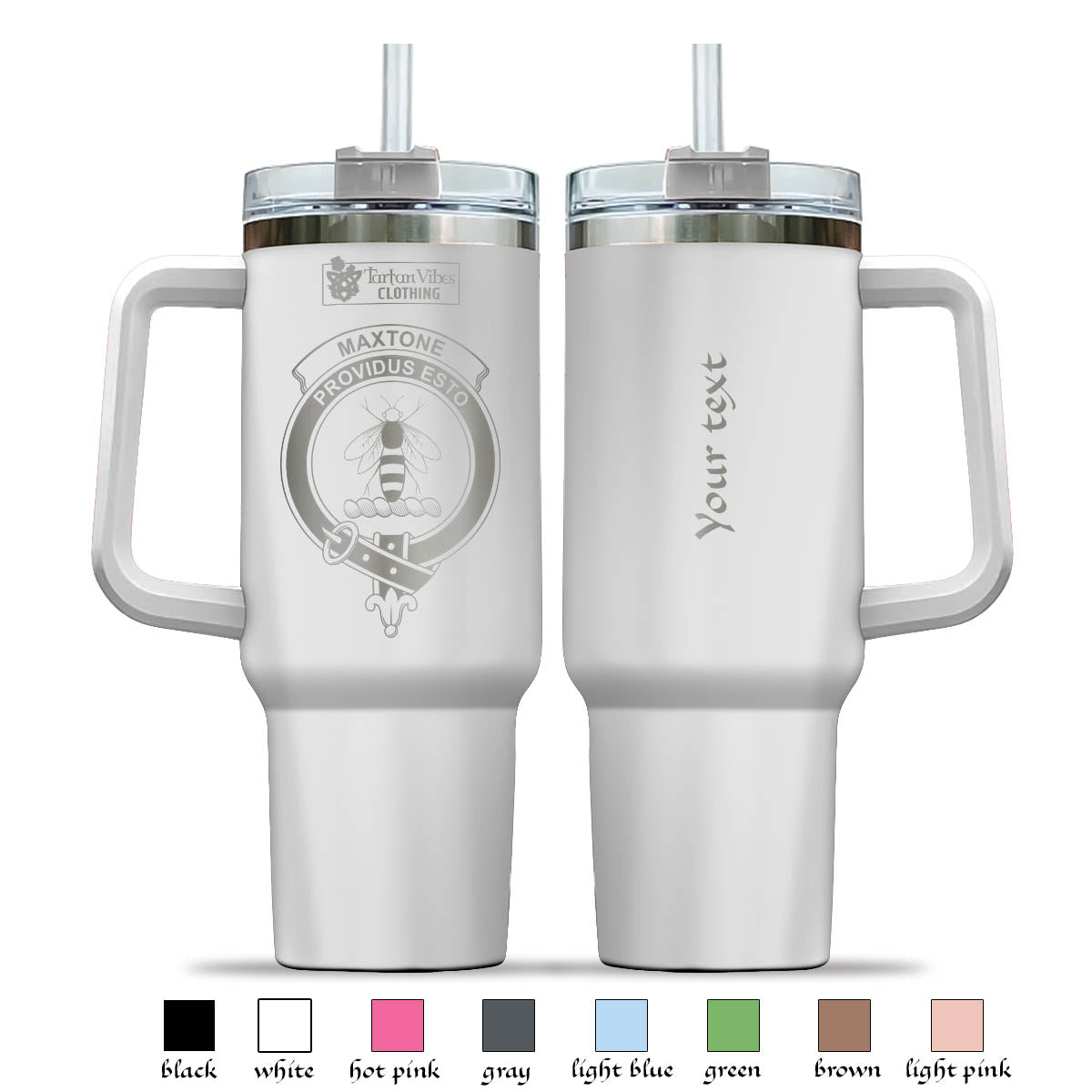 Maxtone Clan Crest Engraved Tumbler with Handle - 2D-tartanvibesclothing