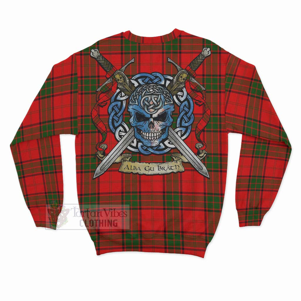 Maxtone Tartan Sweatshirt with Family Crest Celtic Skull Style - Tartan Vibes Clothing
