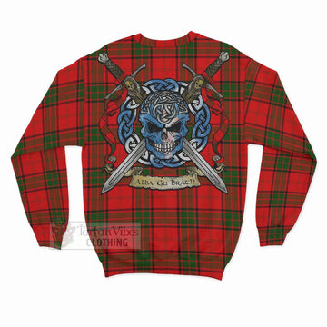 Maxtone Tartan Sweatshirt with Family Crest Celtic Skull Style - Tartan Vibes Clothing