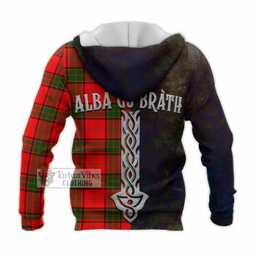 Tartan Vibes Clothing Maxtone Tartan Family Crest Knitted Hoodie Alba Gu Brath Be Brave Lion Ancient Style