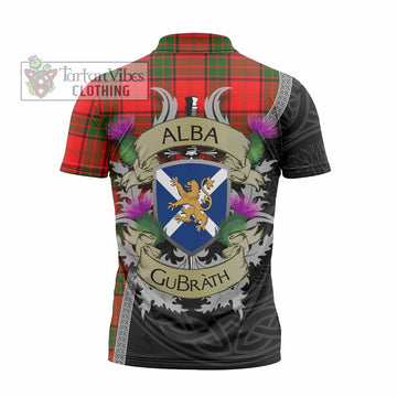Maxtone Tartan Family Crest Zipper Polo Shirt Lion Rampant Royal Thistle Shield Celtic Inspired - Tartan Vibes Clothing
