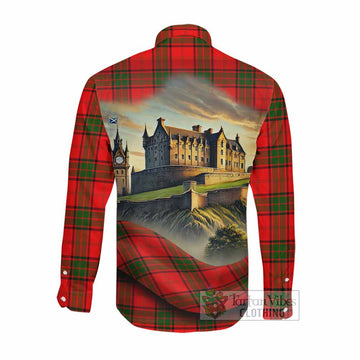 Tartan Vibes Clothing Maxtone Tartan Family Crest Long Sleeve Button Shirt with Scottish Ancient Castle Style