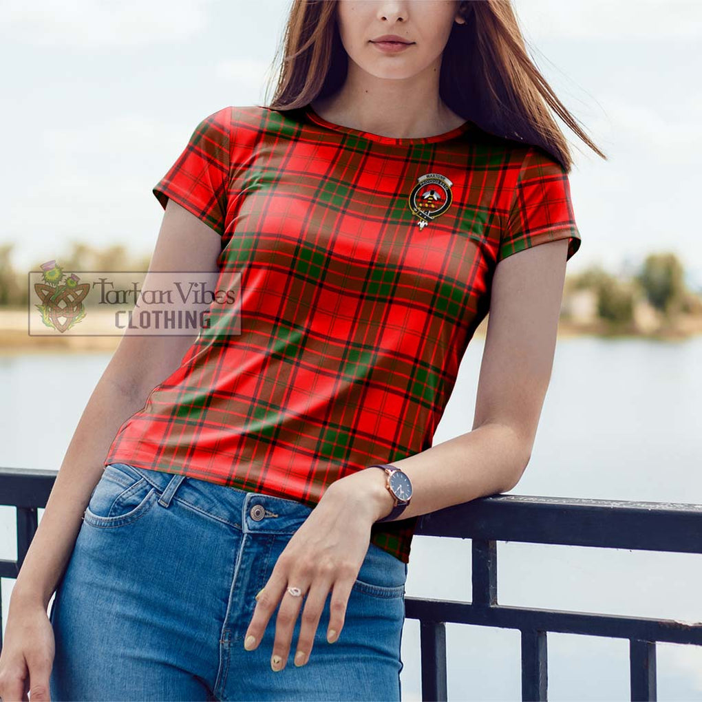 Maxtone Tartan Cotton T-Shirt with Family Crest - Tartan Vibes Clothing