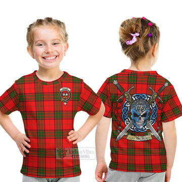 Maxtone Tartan Kid T-Shirt with Family Crest Celtic Skull Style - Tartan Vibes Clothing