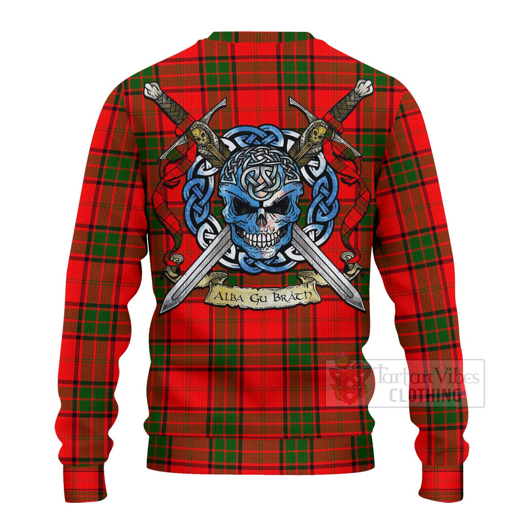 Maxtone Tartan Ugly Sweater with Family Crest Celtic Skull Style - Tartan Vibes Clothing