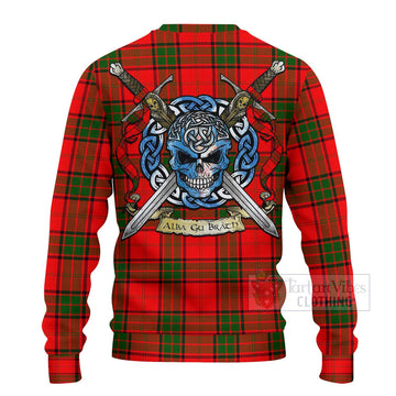 Maxtone Tartan Ugly Sweater with Family Crest Celtic Skull Style - Tartan Vibes Clothing
