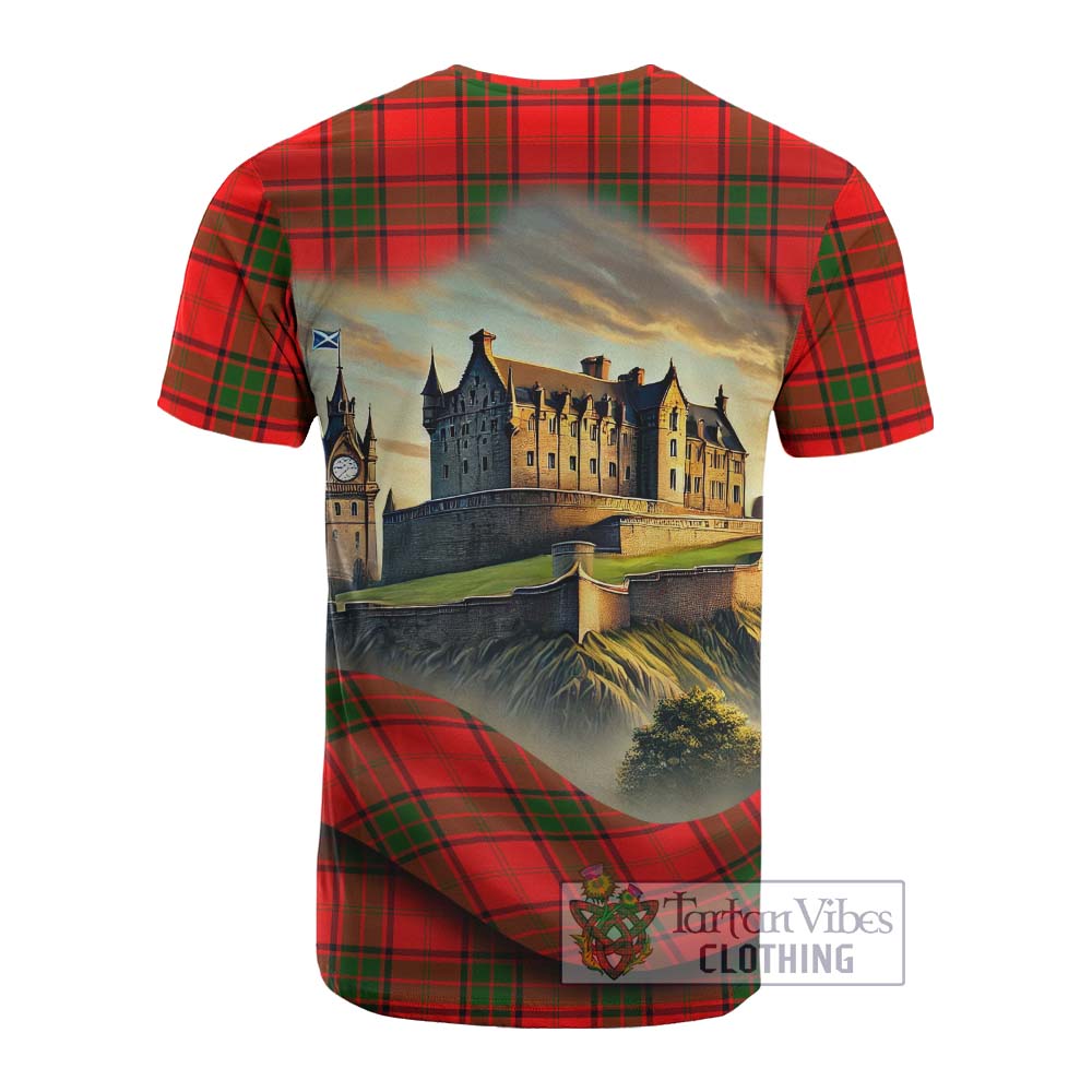 Maxtone Tartan Family Crest Cotton T-shirt with Scottish Ancient Castle Style - Tartan Vibes Clothing