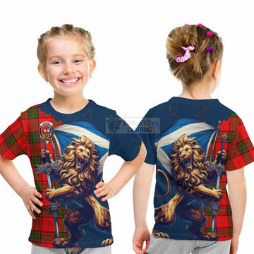 Maxtone Tartan Family Crest Kid T-Shirt with Scottish Majestic Lion - Tartan Vibes Clothing