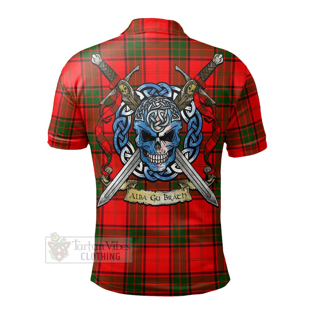 Maxtone Tartan Polo Shirt with Family Crest Celtic Skull Style - Tartan Vibes Clothing