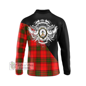 Maxtone Tartan Long Sleeve Polo Shirt with Family Crest and Military Logo Style - Tartan Vibes Clothing